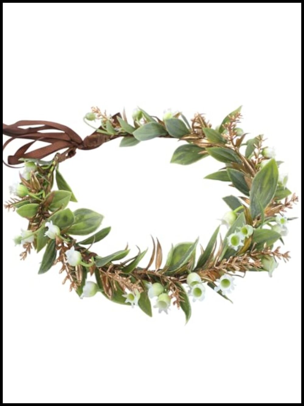 Fairy Flower Crown Headband - Artificial White Flower Headpiece with Golden